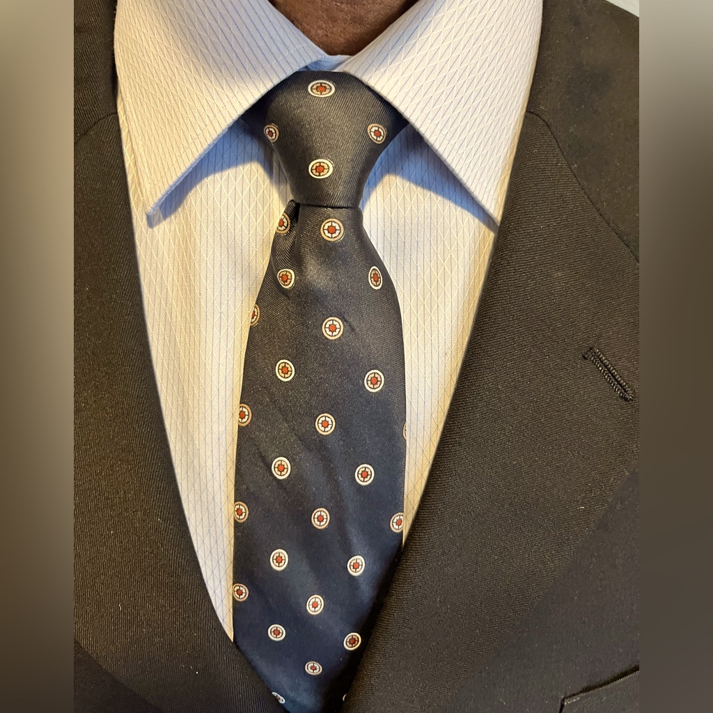 Vintage Christian Dior Silk Tie For Marshall Fields| Dark Blue Pattern Tie